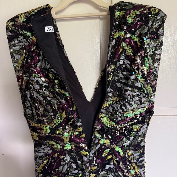 Zara Multi Color Sequin Mini Dress Size Small - Picture 5 of 9